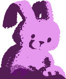 Una ilustración de un conejo rosa.