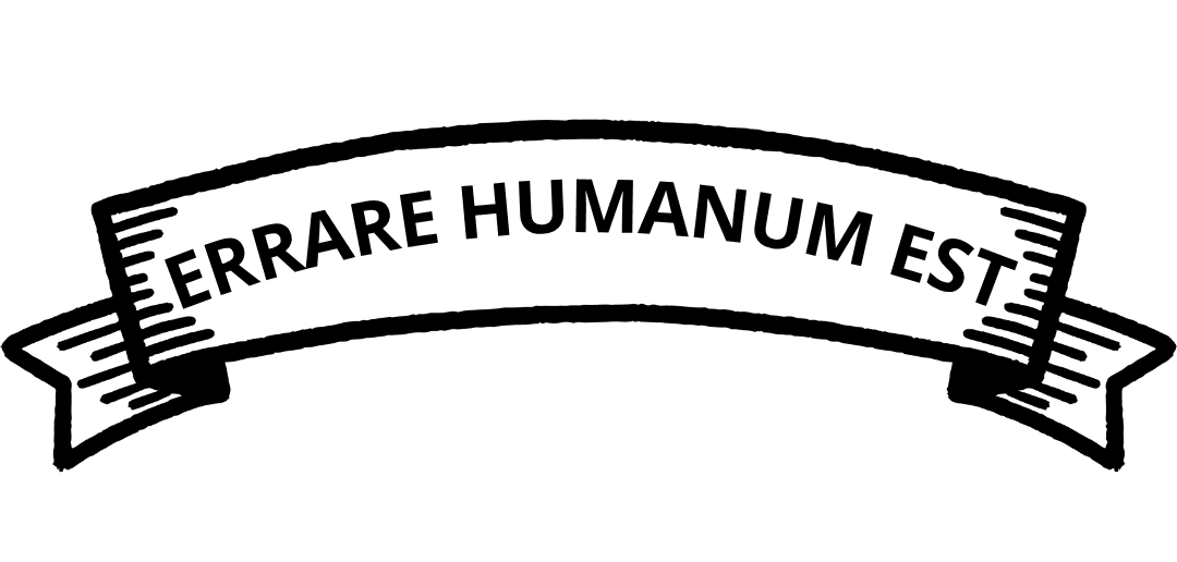 Un banner ilustrado que muestra un texto en latíb: errare humanum est.