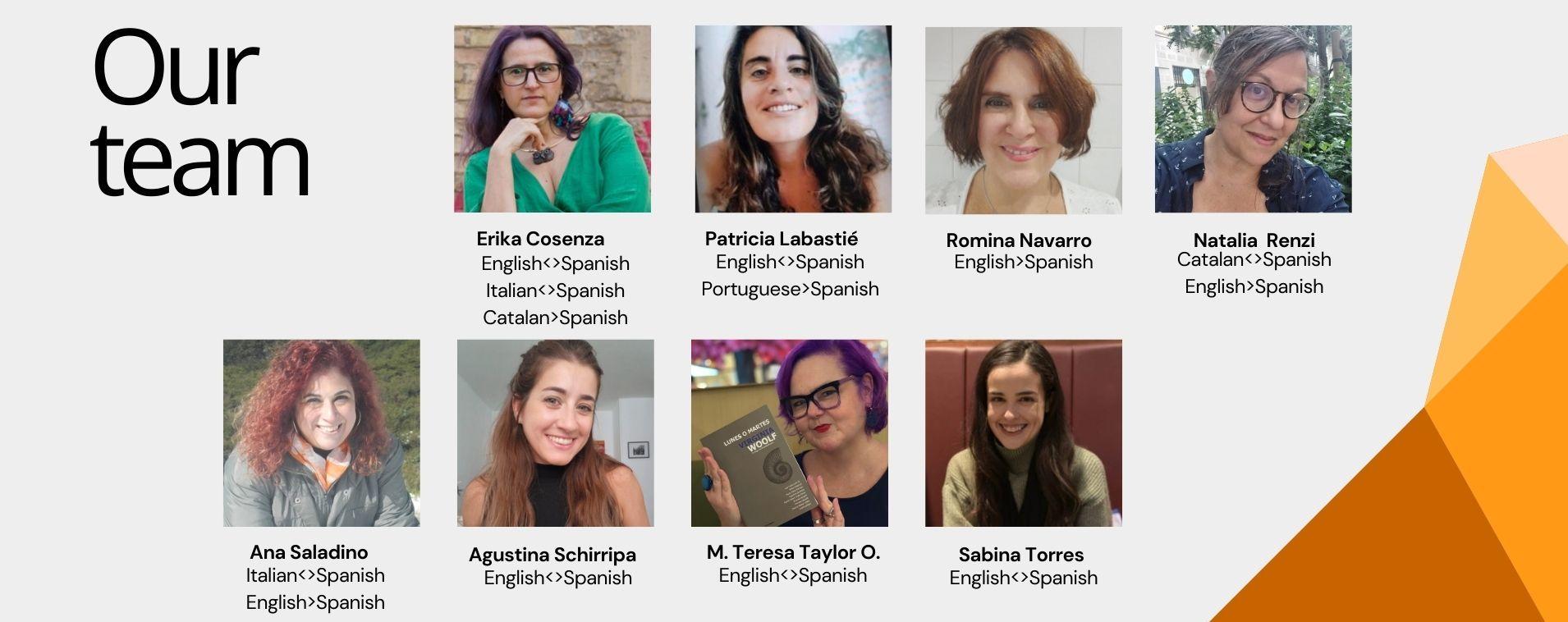 A collage showing the pictures of Ciempiés translation team.