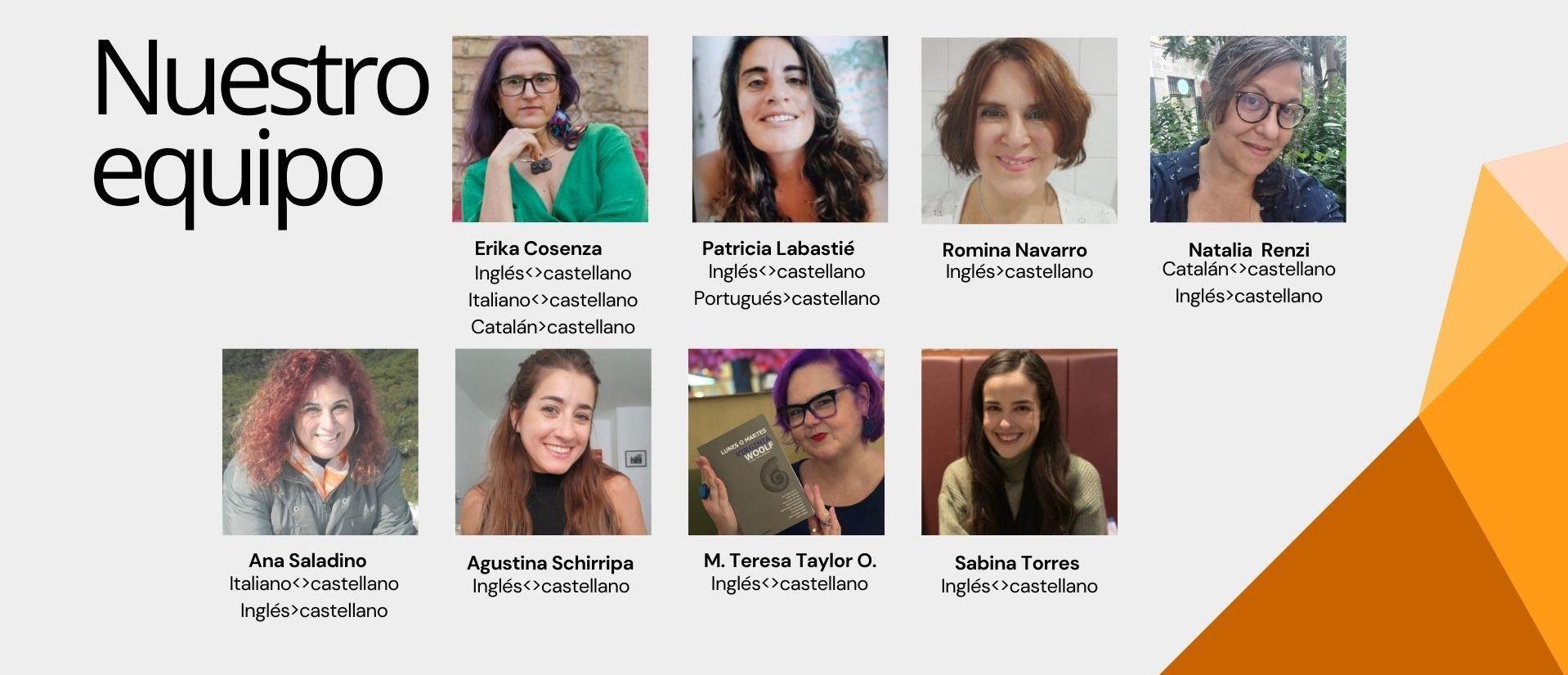 Un collage de fotos de las traductoras de Ciempiés.